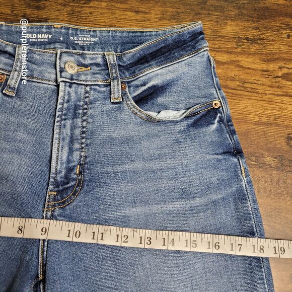 Old Navy Jeans Size 4 OG Straight High Rise Tummy Control Medium Wash - Picture 7 of 11